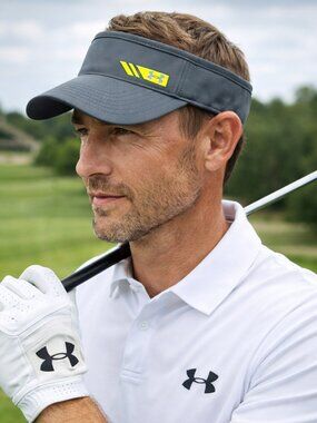 Under Armour Golf Visor Gray Green Logo Adjustable Strap OSFA Outdoor Active EUC